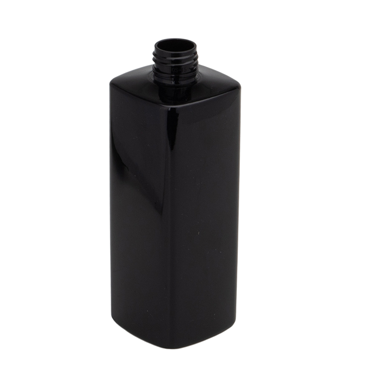 black plastic shampoo bottle